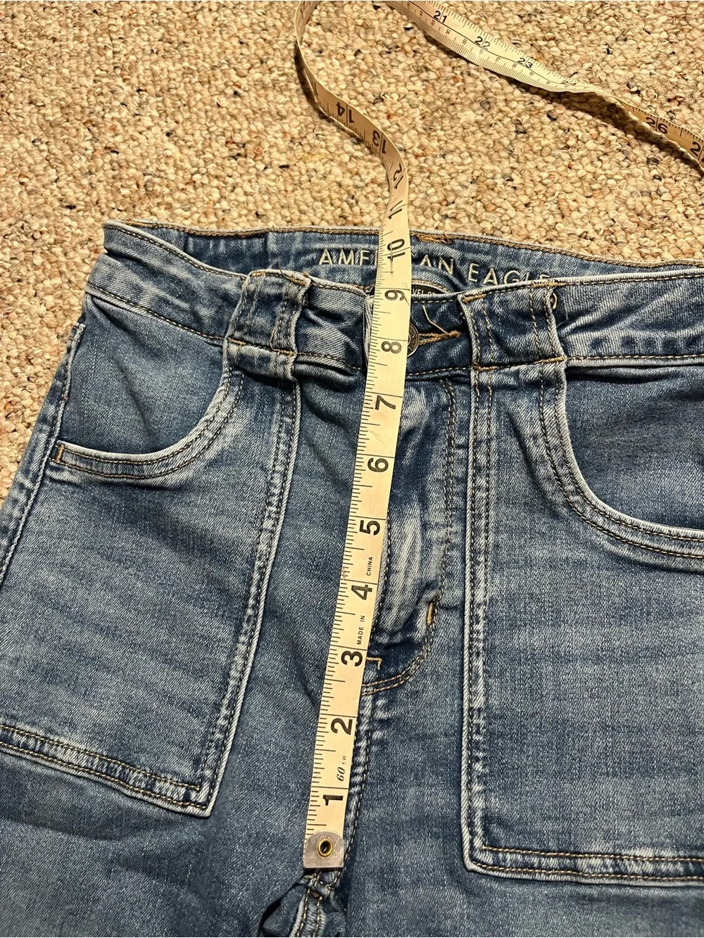 American Eagle Ne(xt) Level Stretch Super High-Rise Flare Blue Jeans - Picture 8 of 11